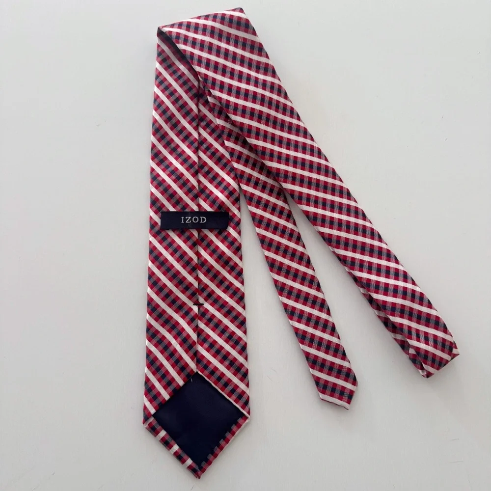 Izod Red White Navy Stripe Tie